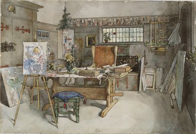 Lo studio, dalla serie Una casa da Carl Larsson