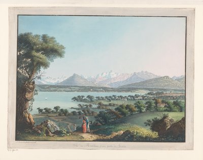 Vista di Ginevra con il Monte Bianco in lontananza da Carl Ludwig Hackert