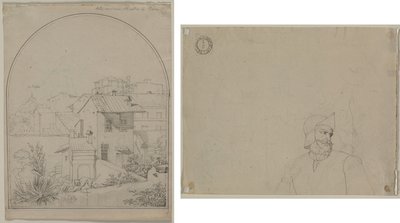 Vista dalla mia finestra a Roma (recto) Soldato in un paesaggio (verso) da Carl Ludwig Tischbein