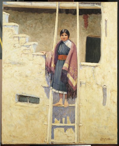 Fanciulla Hopi, Villaggio di Walpi da Carl Moon