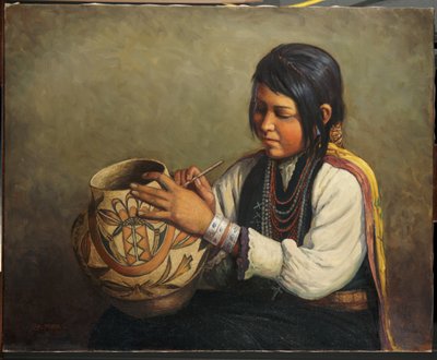 Fabbricante di ceramiche di Isleta, Pueblo di Isleta, Nuovo Messico da Carl Moon