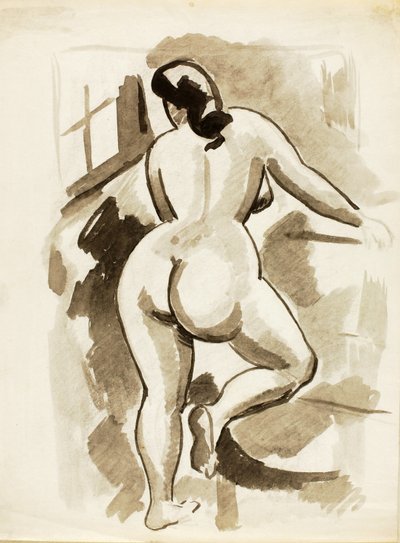 Vista posteriore di un nudo femminile in piedi da Carl Newman