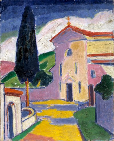 Chiesa con albero di cedro a sinistra da Carl Newman