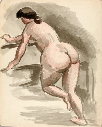Nudo femminile appoggiato sul ginocchio sinistro da Carl Newman