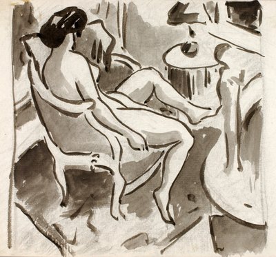 Nudo femminile seduto, vista laterale da Carl Newman