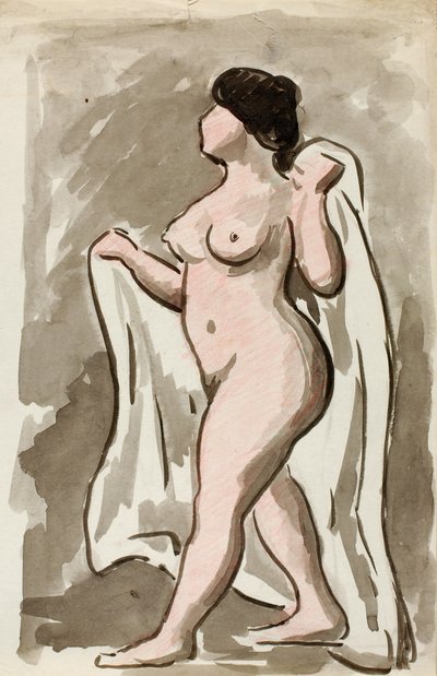 Nudo femminile in piedi con drappo da Carl Newman