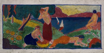 Donne nel paesaggio con bordo blu da Carl Newman