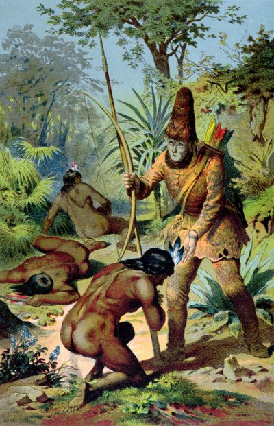 Robinson Crusoe e Venerdì, c.1880 da Carl Offterdinger