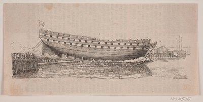 Una nave da linea viene varata da Carl Peter Theodor Rothweiler