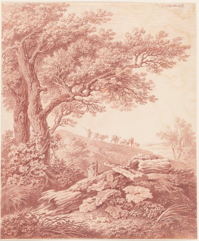 Alberi antichi in un paesaggio pastorale da Carl Philipp Schallhas