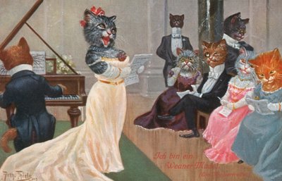 Cartolina umoristica di gatto da Carl Robert Arthur Thiele