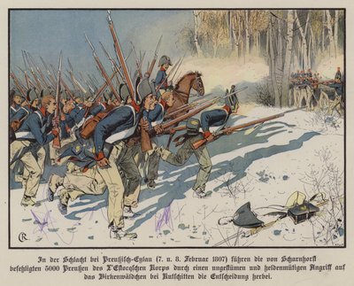 Fanteria prussiana che attacca alla battaglia di Eylau, 7-8 febbraio 1807 da Carl Röchling