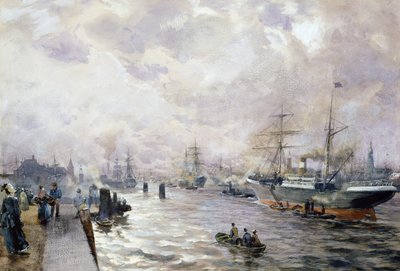 Navi a vela nel porto di Amburgo, 1889 da Carl Rodeck