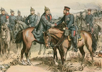 Guglielmo I, Re di Prussia e primo Imperatore tedesco (1797-1888) che saluta suo figlio a Sadowa nel 1866 da Carl Rohling