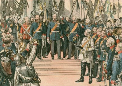 Guglielmo I, Re di Prussia e primo Imperatore tedesco (1797-1888), riconosciuto come Kaiser del nuovo Impero tedesco al Trattato di Versailles nel 1871 da Carl Rohling
