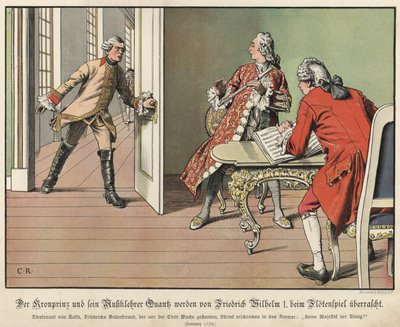 Il principe ereditario Federico di Prussia sorpreso dal padre, il re, mentre pratica il flauto da Carl Röchling
