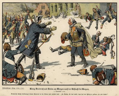 Federico il Grande di Prussia e il generale Zieten la mattina dopo la battaglia di Torgau da Carl Röchling