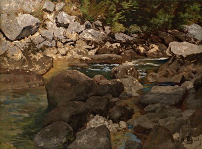 Ruscello di montagna con massi, 1888-1889 da Carl Schuch
