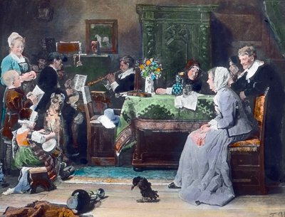 Il concerto di famiglia, dipinto del pittore tedesco Fritz von Uhde nel 1881, circa 1890, Archivio Carl Simon da Carl Simon