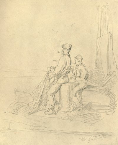 Sulla spiaggia, metà-fine XIX secolo, c1924 da Carl Spitzweg