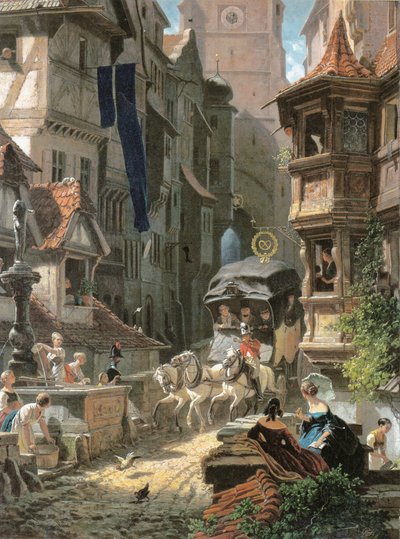 Arrivo della diligenza da Carl Spitzweg
