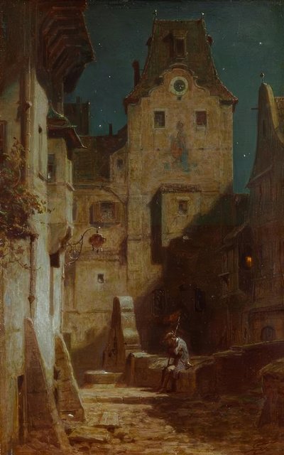 La guardia notturna addormentata da Carl Spitzweg