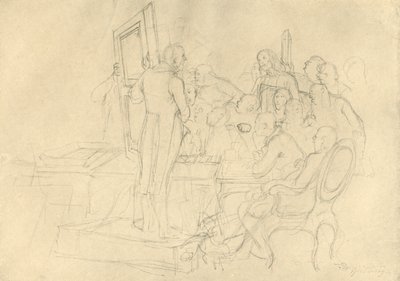 Die Kunstauktion, metà-fine XIX secolo, c1924 da Carl Spitzweg
