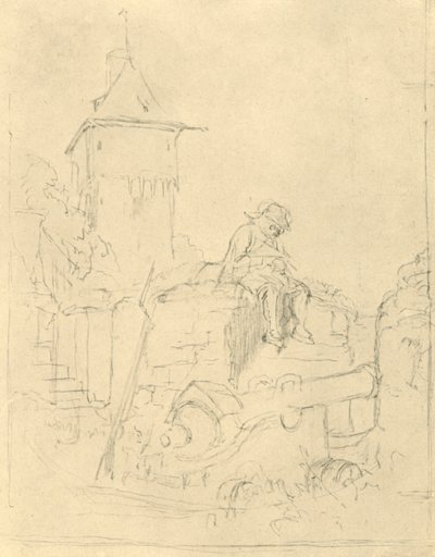 Die Schildwache, metà-fine XIX secolo, c1924 da Carl Spitzweg