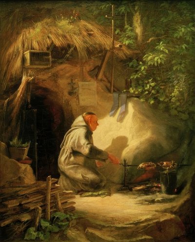 Eremita che arrostisce un pollo da Carl Spitzweg