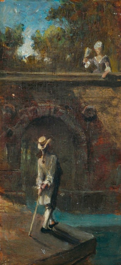 Scena galante sul ponte del fiume da Carl Spitzweg