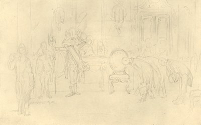 Im Vorzimmer seiner Hoheit, metà-fine XIX secolo, c1924 da Carl Spitzweg
