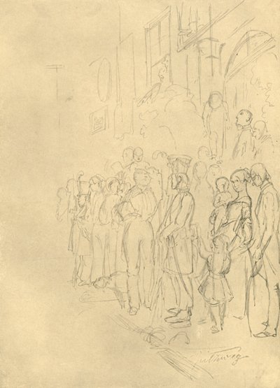In Erwartung der Prozession, metà-fine 19° secolo, c1924 da Carl Spitzweg