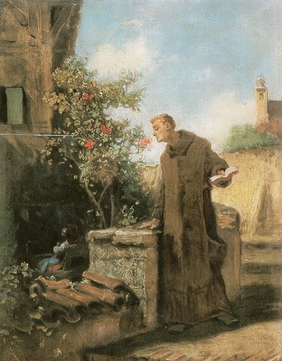 Monaco che annusa una rosa da Carl Spitzweg
