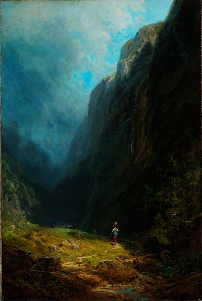 Paesaggio della valle alpina con il monte Wendelstein da Carl Spitzweg