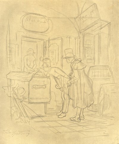Zollvisitation I, metà-fine XIX secolo, c1924 da Carl Spitzweg