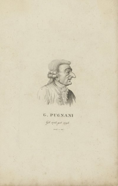 Ritratto del violinista e compositore Gaetano Pugnani da Carl Traugott Riedel