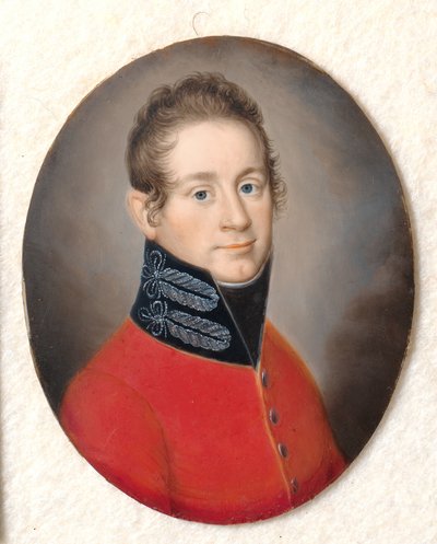 Ritratto di un uomo sconosciuto in uniforme rossa da Carl Viertel