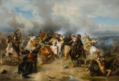 Morte del re Gustavo II Adolfo di Svezia nella battaglia di Lützen, 1855 da Carl Wahlbom