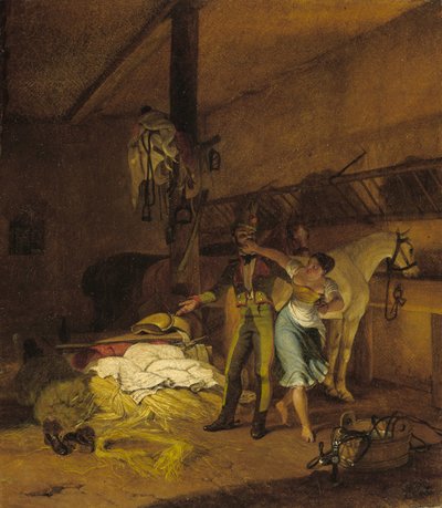 Un Chevauxleger flirta con una serva da Carl Wilhelm Freiherr von Heideck