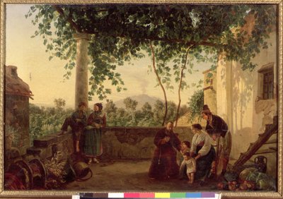 Terrazza di una casa vicino a Napoli con vista sul Vesuvio, 1833 da Carl Wilhelm Goetzloff