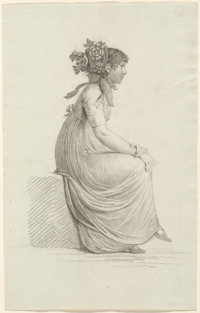 Giovane donna seduta con cappello alla moda da Carl Wilhelm Kolbe