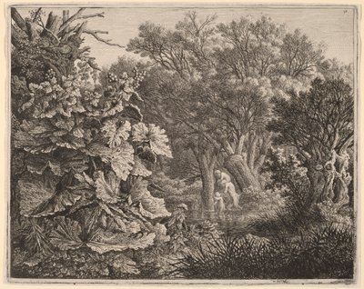 Paesaggio con grandi foglie e tre satiri da Carl Wilhelm Kolbe