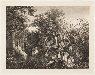 Giovane che suona una lira a una fanciulla presso una fontana da Carl Wilhelm Kolbe, the elder