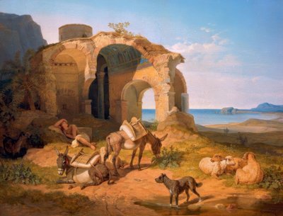 Paesaggio con le rovine di una chiesa bizantina da Carl Wilhelm von Heideck