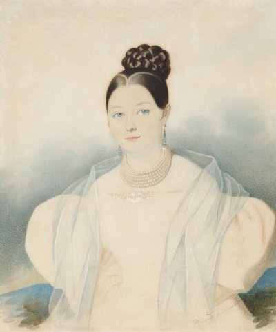 Ritratto della Contessa Ekaterina Alexandrovna Zubova, nata Obolenskaya 1811-1843, 1830s da Carl von Hampeln