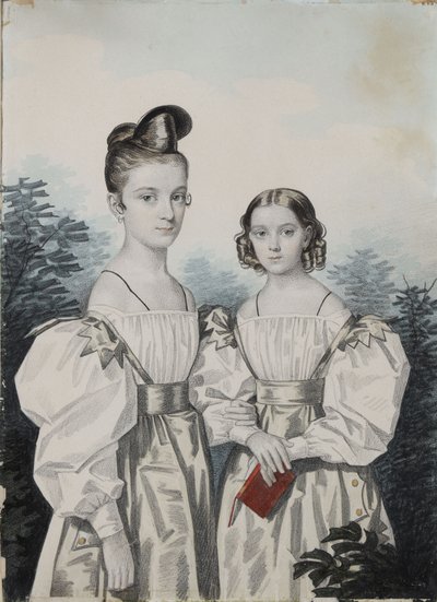 Ritratto delle sorelle Anna Petrovna e Elena Petrovna Ushakov da Carl von Hampeln