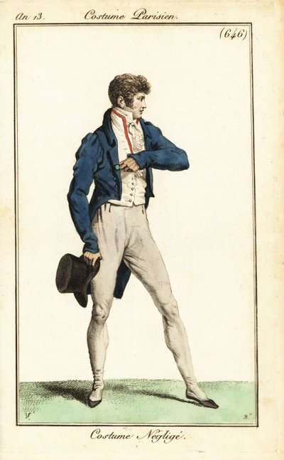 Dandy francese in abbigliamento casual, Parigi da Carle (after) Vernet