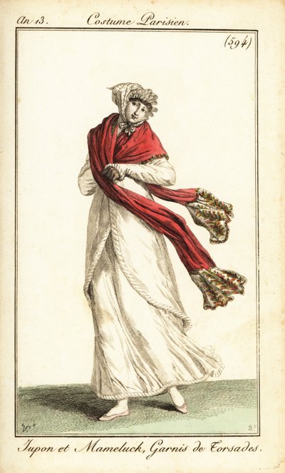 Donna in sottoveste e soprabito mamelucco, Parigi da Carle (after) Vernet