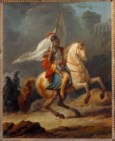 Cavalier en armure tenant un drapeau - Cavaliere corazzato che porta un drappo ... da Carle Vernet