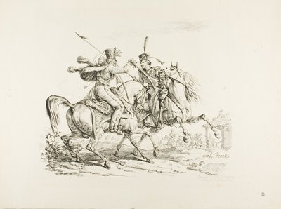 Ussaro che uccide un cosacco con una sciabola da Carle Vernet